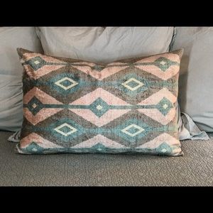 Pink & Turquoise Diamond Turkish Silk Velvet Pillo